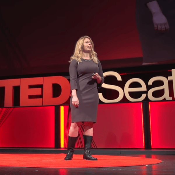 Sara Sanford speaks onstage at TEDxSeattle