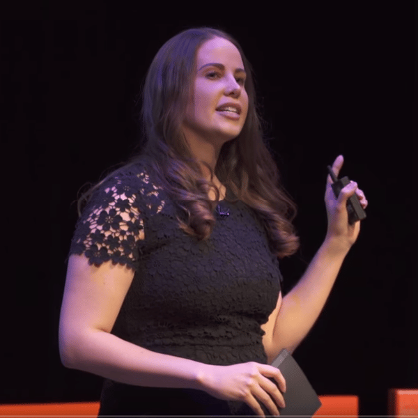 Dr. Sarah Saska speaks onstage at TEDxYouth@Toronto