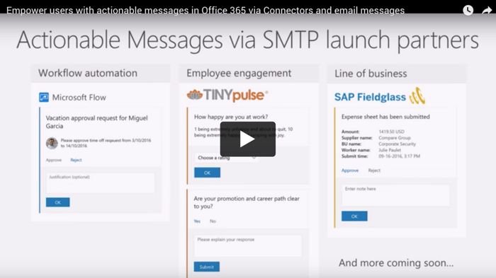 actionable messages in office 365